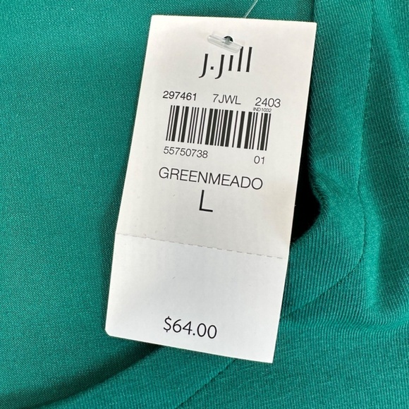 J Jill Luxe Supima A Line Tunic Top Womens L Green Meadow Soft Spring Color NEW - Picture 12 of 16